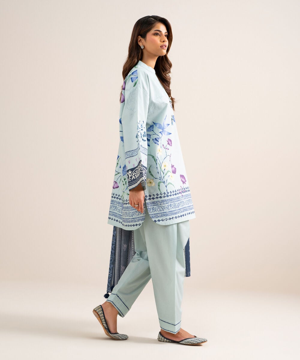 3 Piece - Printed Cotton Suit — Sapphire view 3