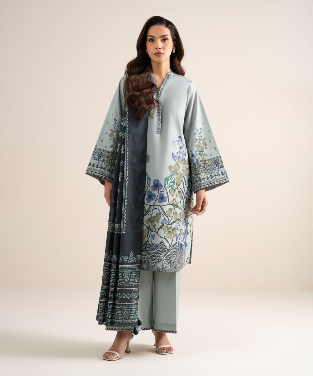 3 Piece - Printed Cotton Suit — Sapphire