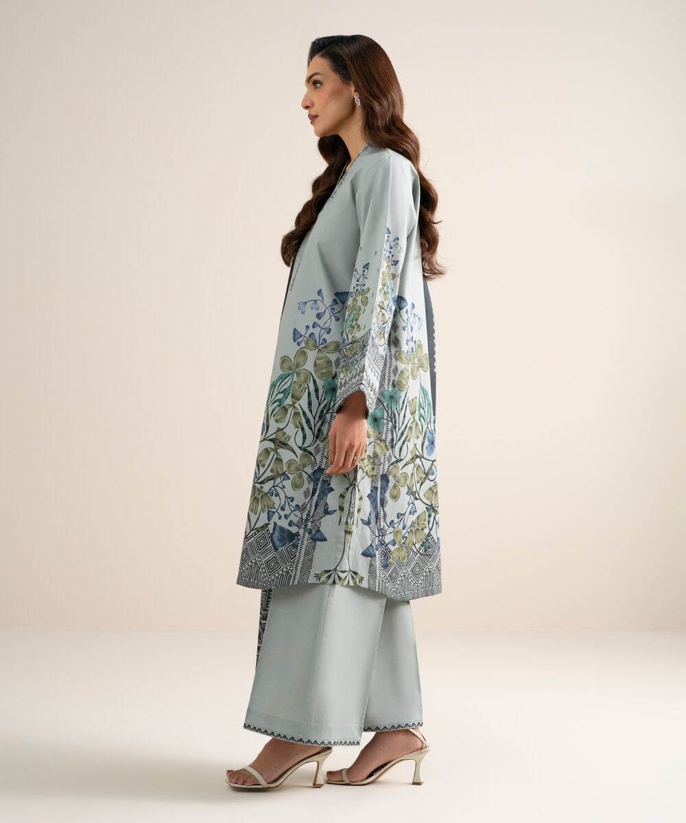 3 Piece - Printed Cotton Suit — Sapphire view 3