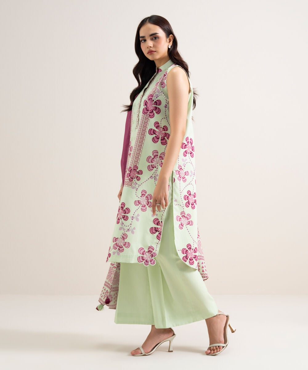 3 Piece - Printed Cotton Suit — Sapphire view 3