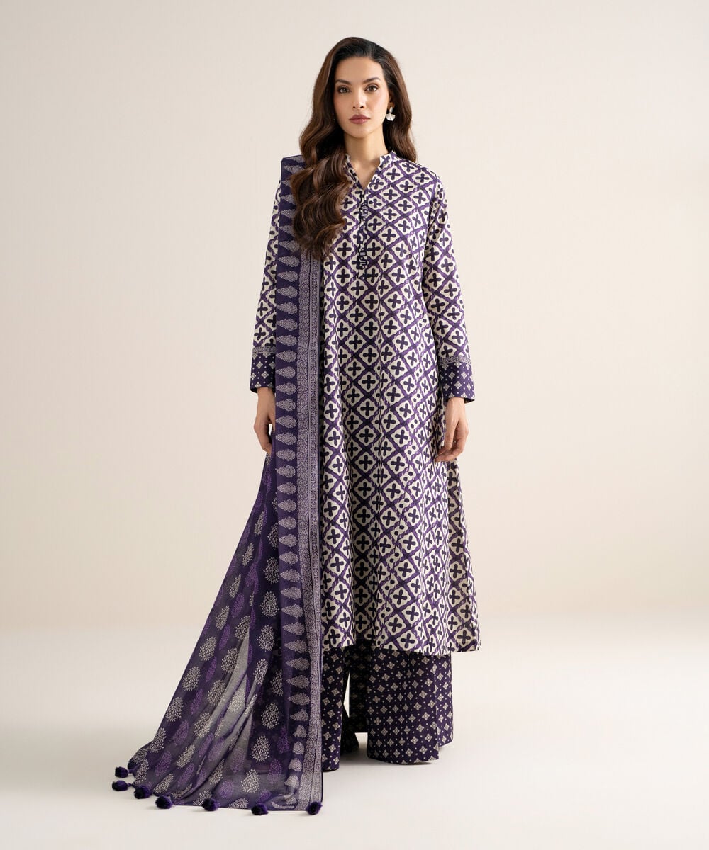 3 Piece - Printed Lawn Suit — Sapphire view 3