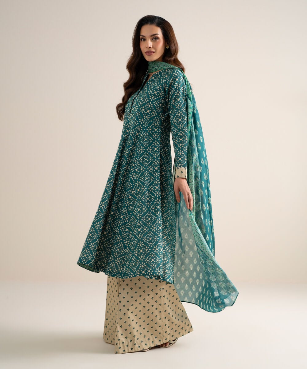 3 Piece - Printed Lawn Suit — Sapphire view 3