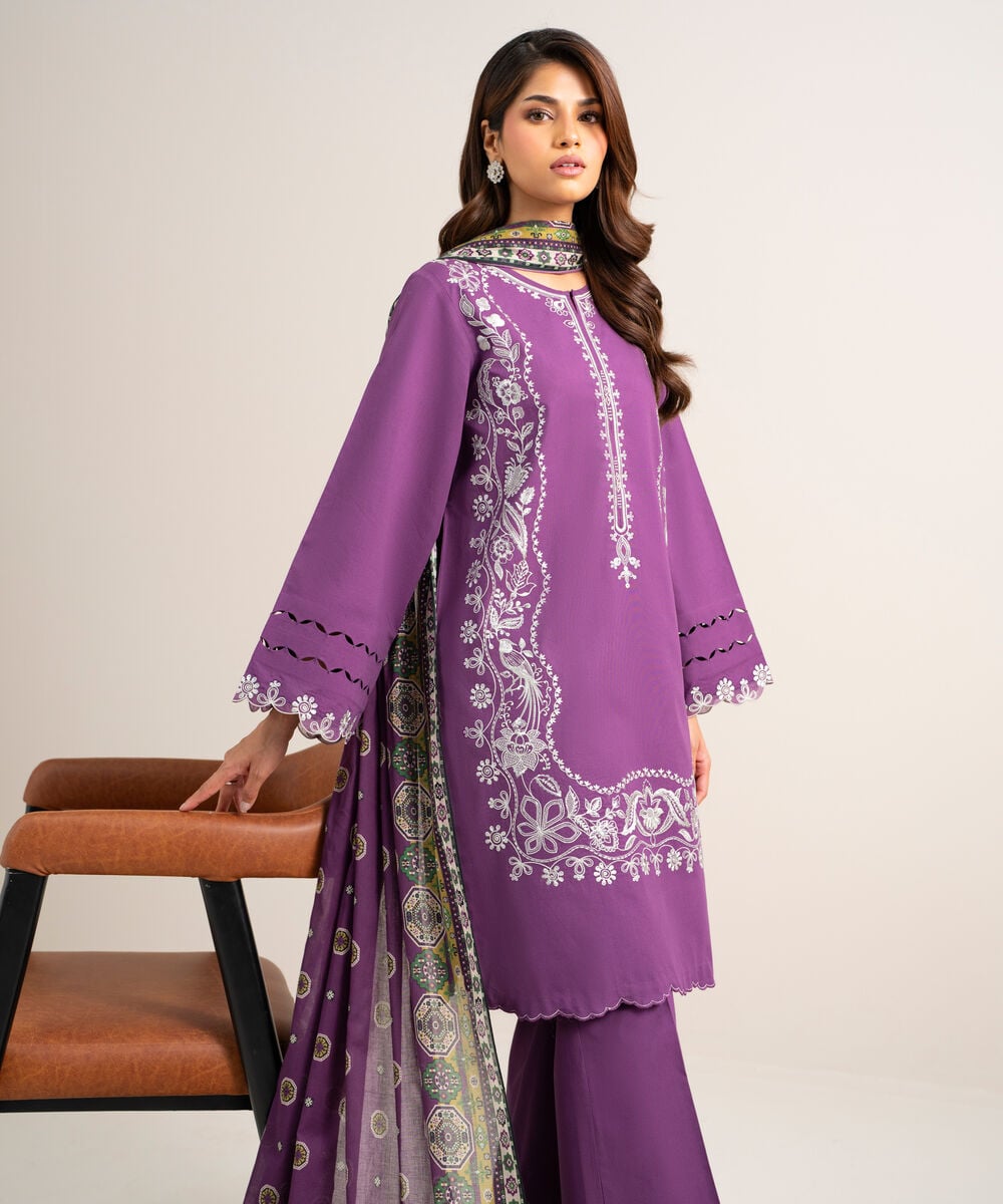 3 Piece - Embroidered Lawn Suit — Sapphire view 3