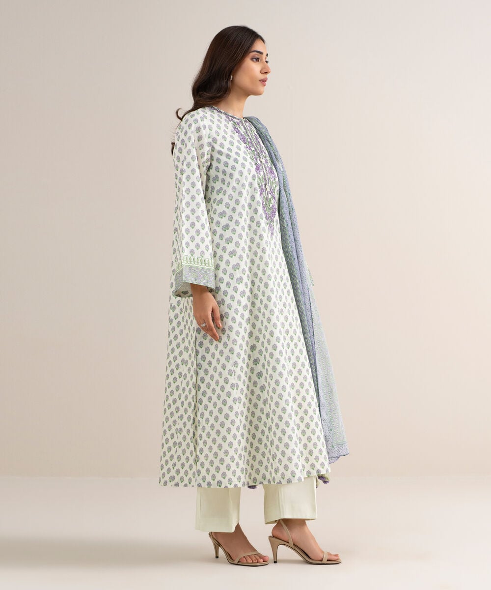 3 Piece - Embroidered Lawn Suit — Sapphire view 3