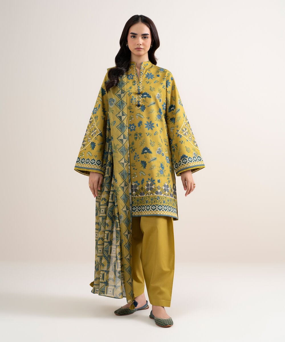 3 Piece - Embroidered Cotton Suit — Sapphire view 3