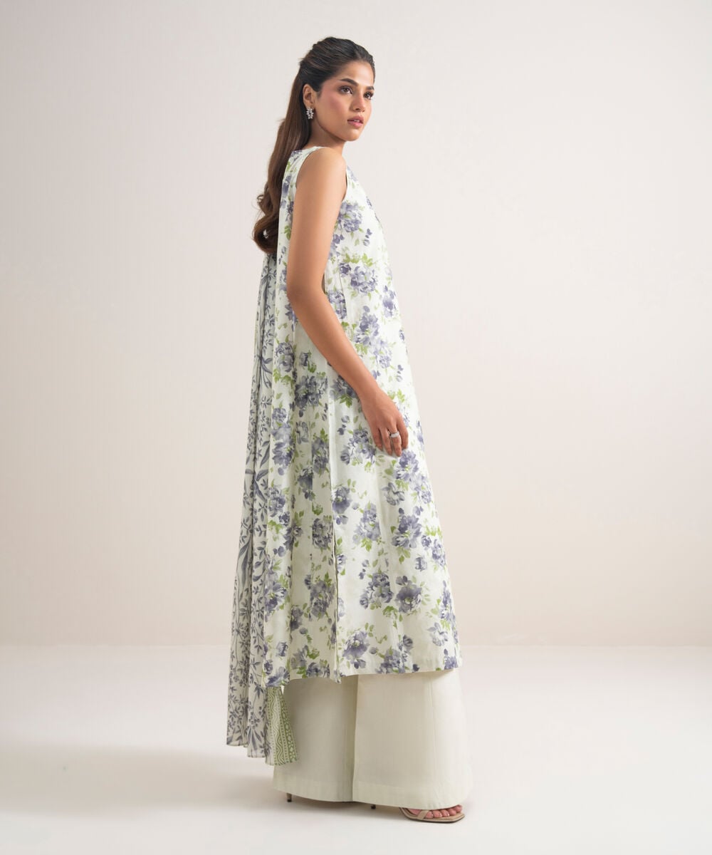 3 Piece - Embroidered Lawn Suit — Sapphire view 3