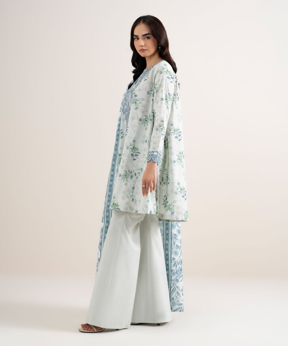 3 Piece - Embroidered Lawn Suit — Sapphire view 3