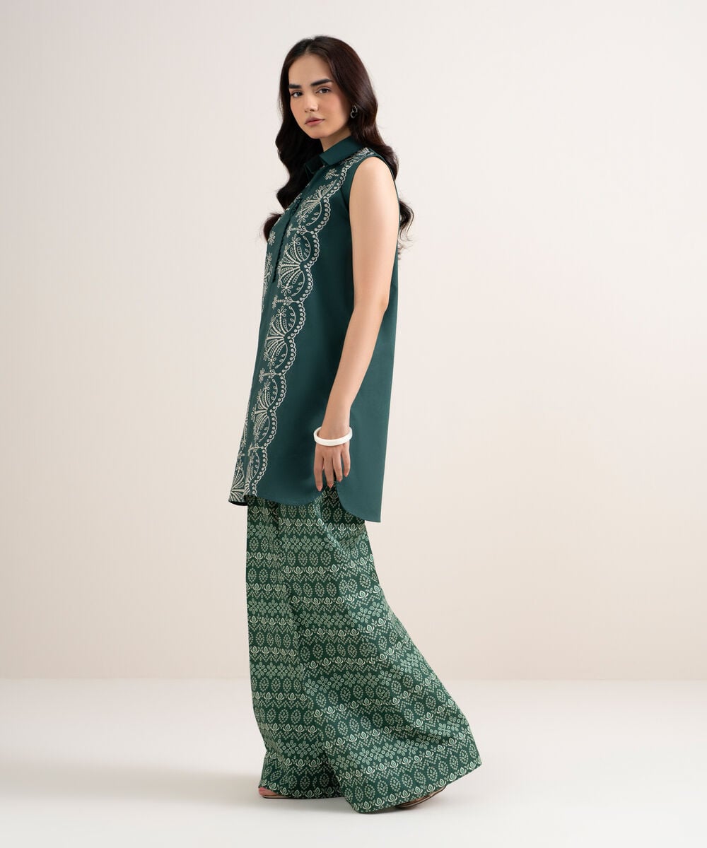 2 Piece - Embroidered Cotton Suit โ Sapphire view 3