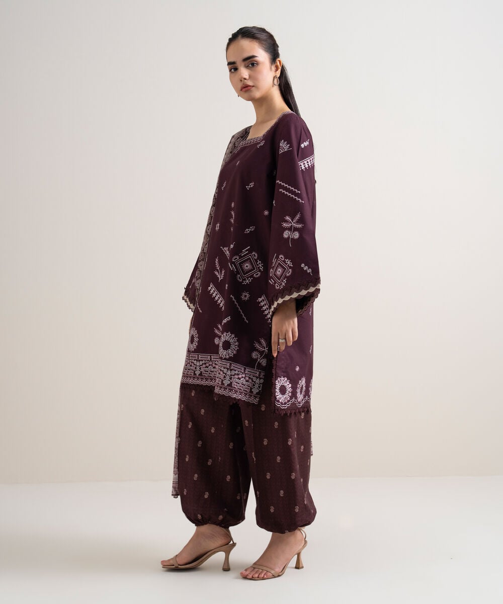 3 Piece - Embroidered Cotton Suit โ Sapphire view 3