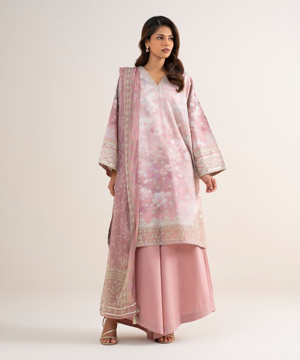 3 Piece - Embroidered Lawn Suit — Sapphire
