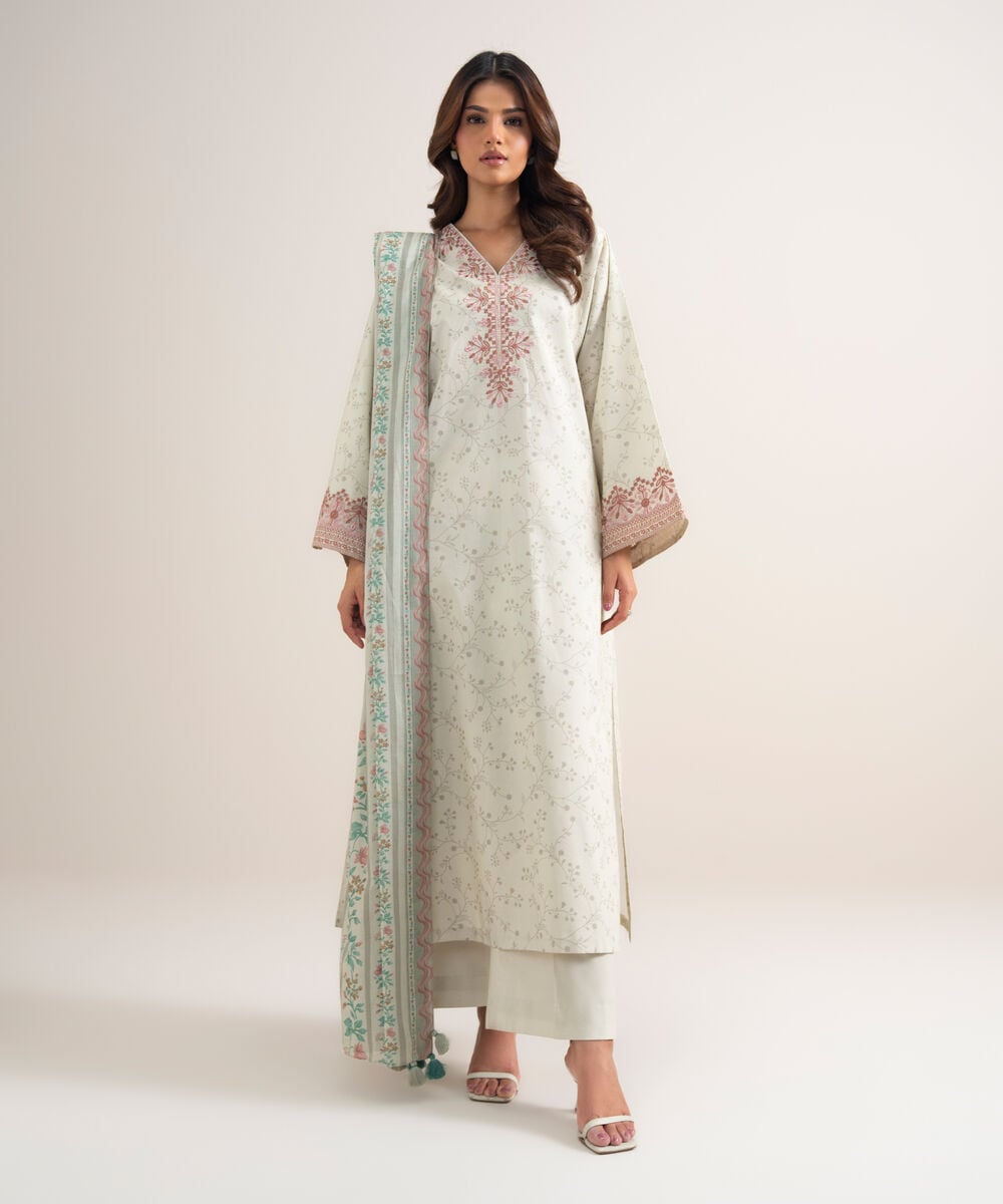 3 Piece - Embroidered Lawn Suit — Sapphire