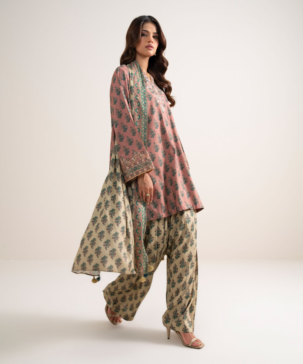 3 Piece - Embroidered Linen Suit — Sapphire view 3
