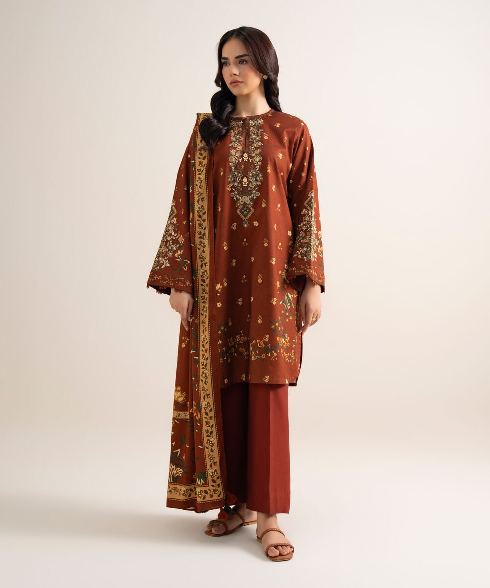 3 Piece - Embroidered Cotton Viscose Suit — Sapphire