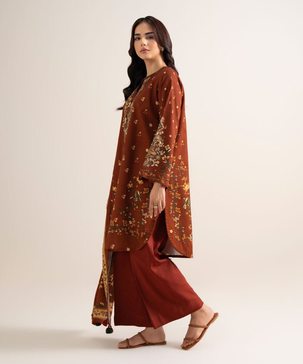3 Piece - Embroidered Cotton Viscose Suit — Sapphire view 3