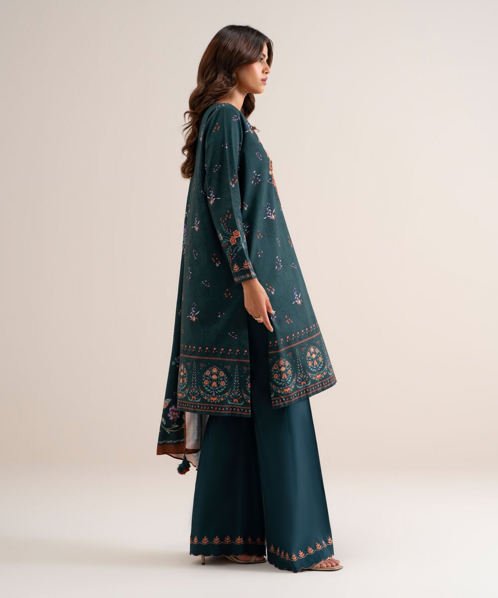 3 Piece - Embroidered Cotton Viscose Suit โ Sapphire view 3