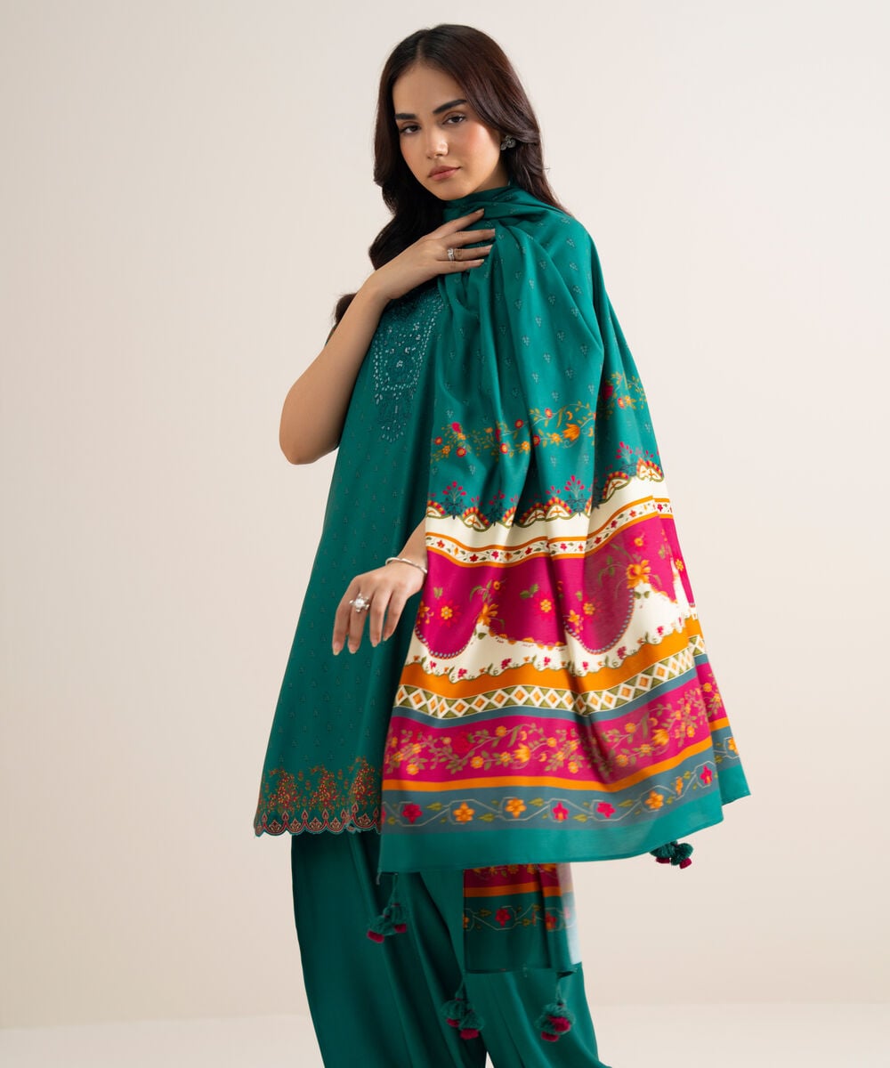 3 Piece - Embroidered Linen Suit โ Sapphire view 3