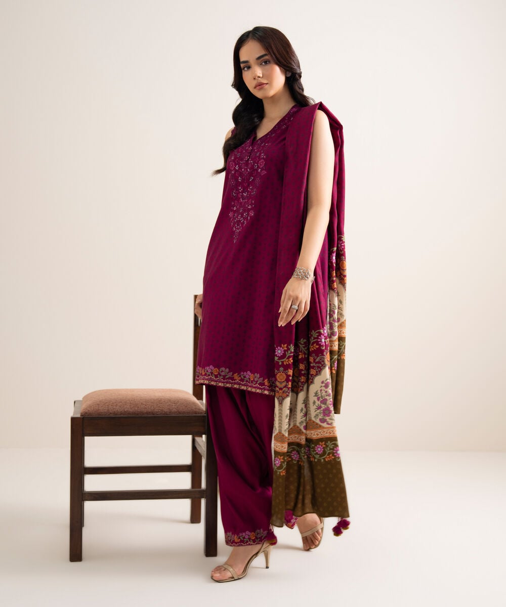 3 Piece - Embroidered Linen Suit โ Sapphire view 3
