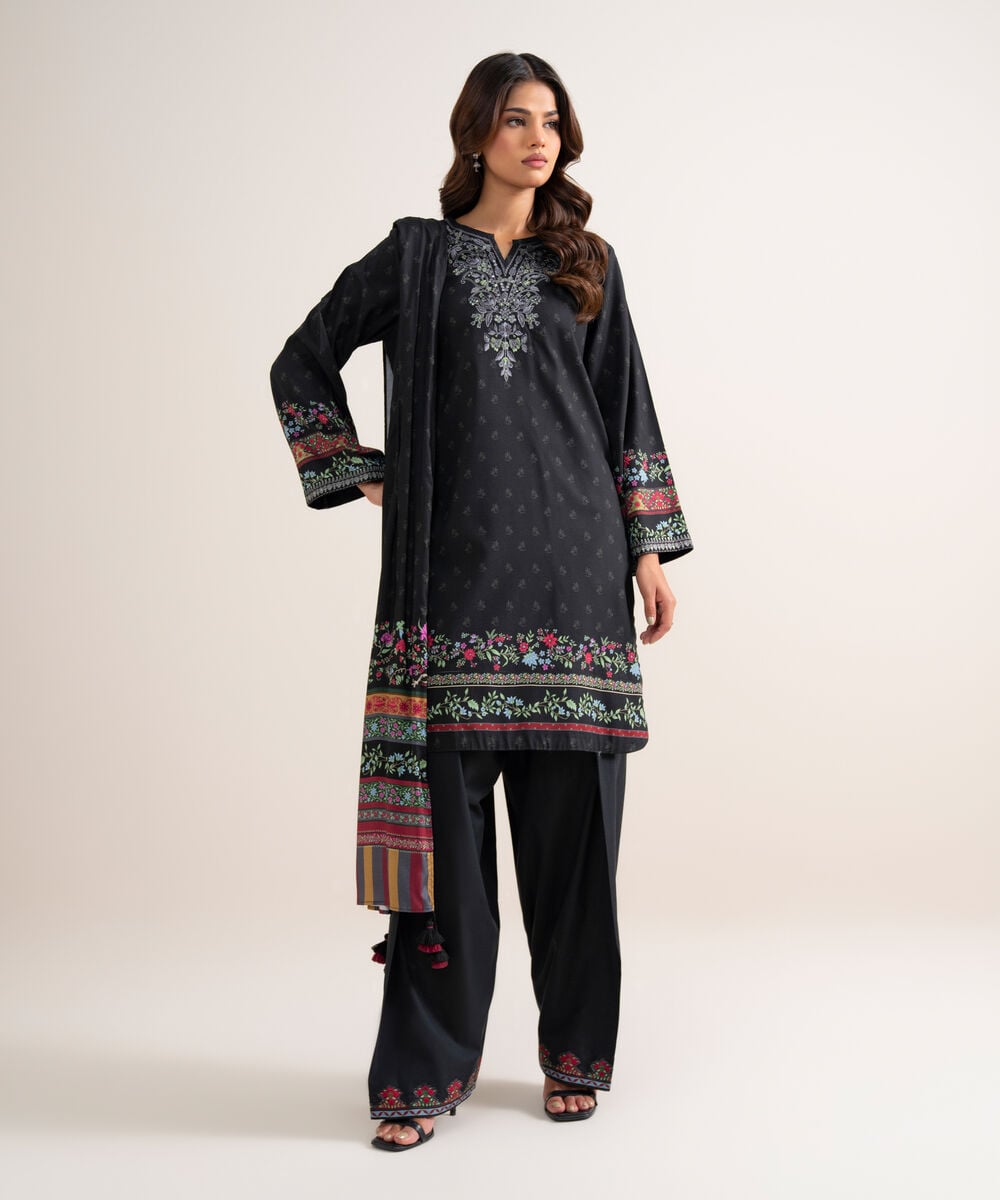 3 Piece - Embroidered Linen Suit — Sapphire