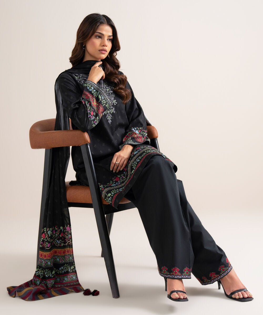 3 Piece - Embroidered Linen Suit โ Sapphire view 3