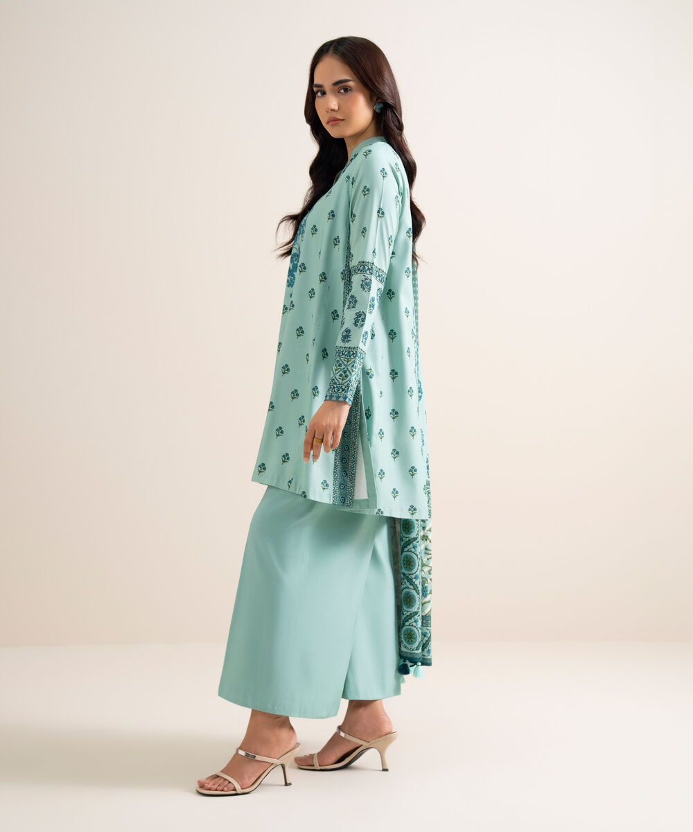 3 Piece - Embroidered Linen Suit โ Sapphire view 3