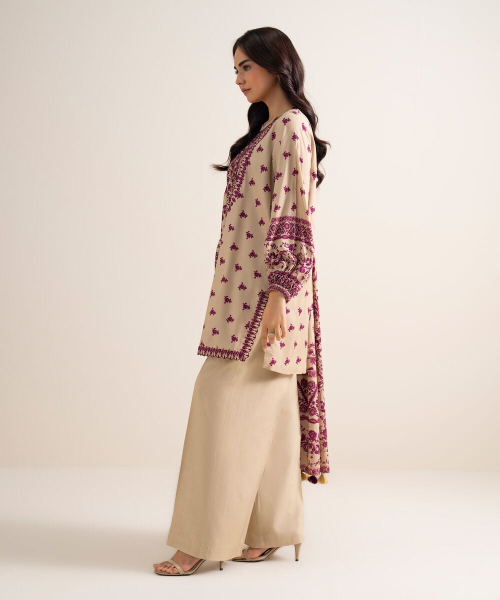 3 Piece - Embroidered Linen Suit โ Sapphire view 3