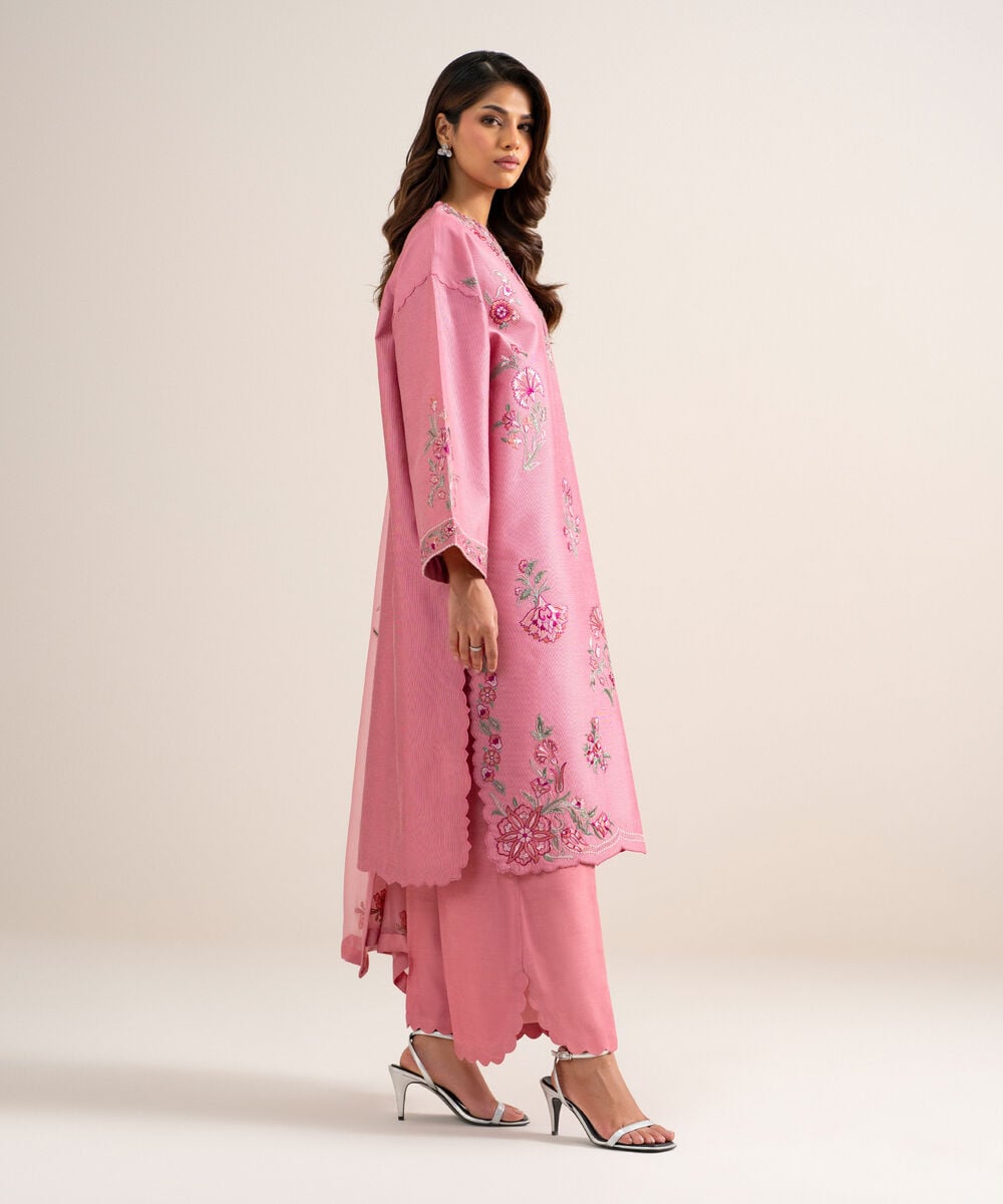 3 Piece - Embroidered Cotton Net Suit โ Sapphire view 3