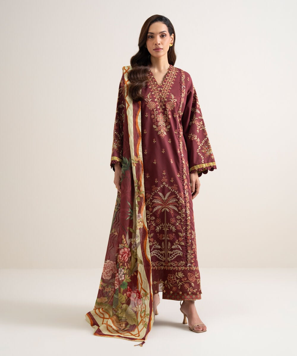 3 Piece - Embroidered Lawn Suit โ Sapphire view 3
