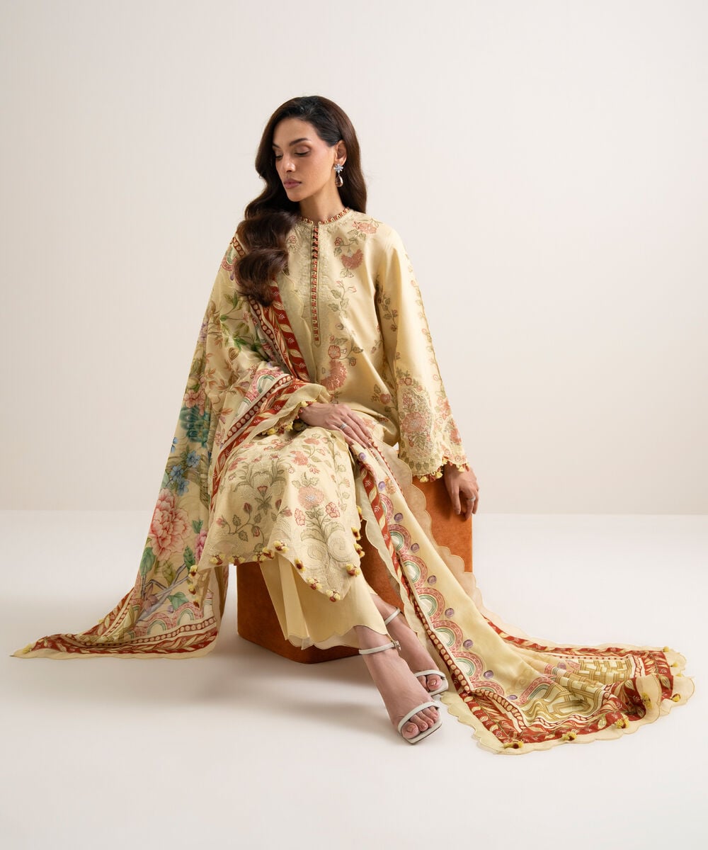 3 Piece - Embroidered Lawn Suit — Sapphire