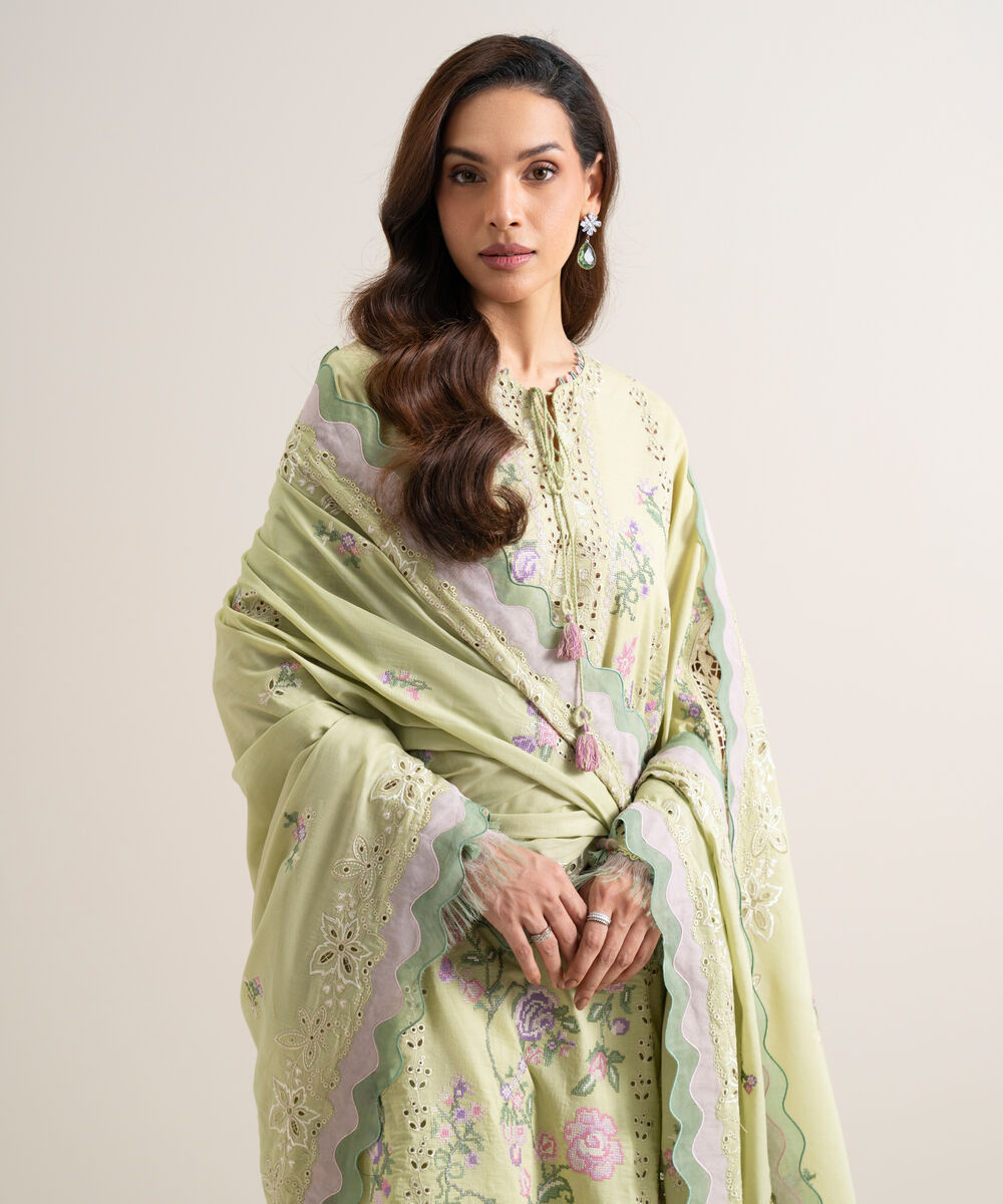 3 Piece - Embroidered Lawn Suit — Sapphire