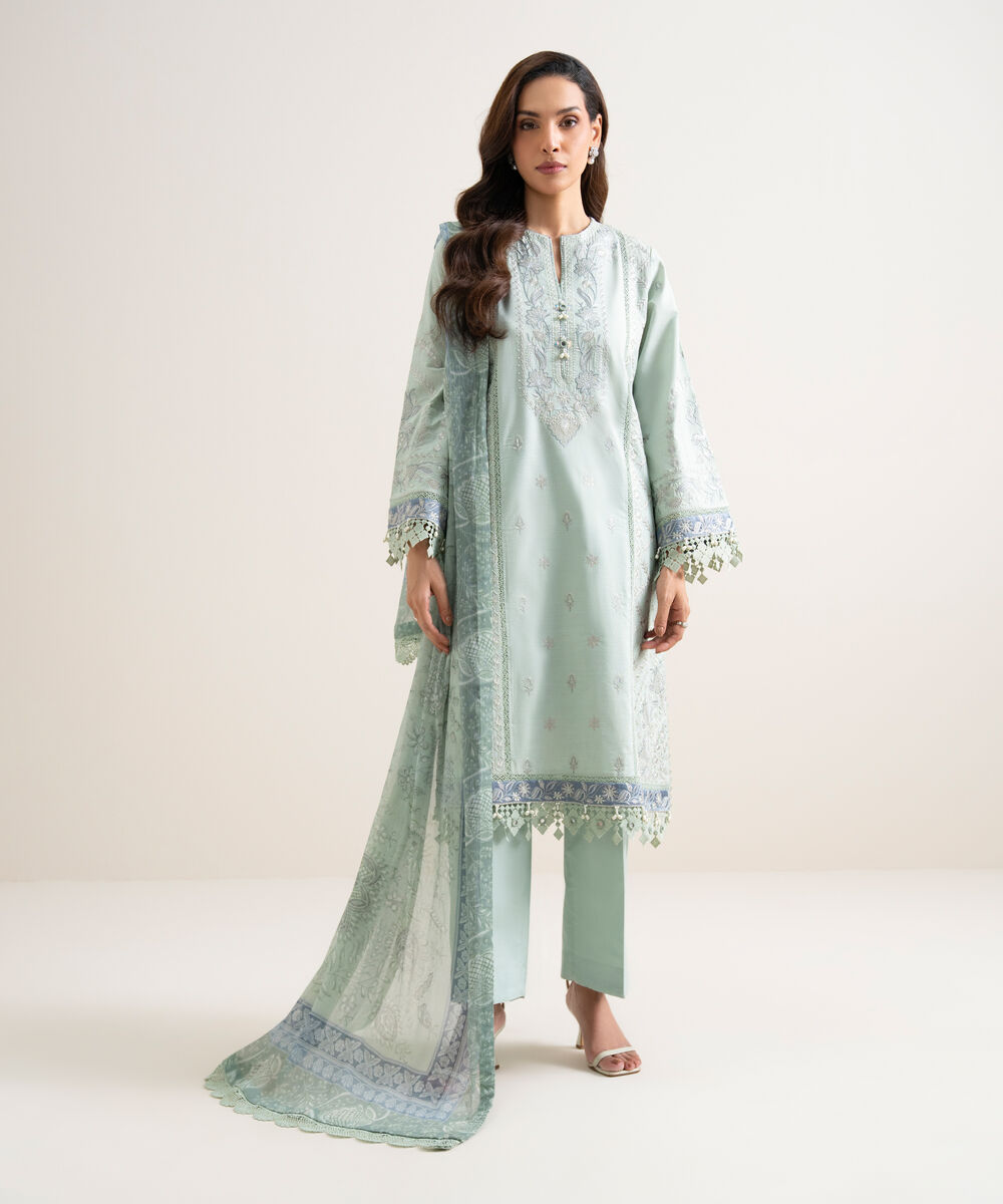 3 Piece - Embroidered Lawn Suit โ Sapphire view 3