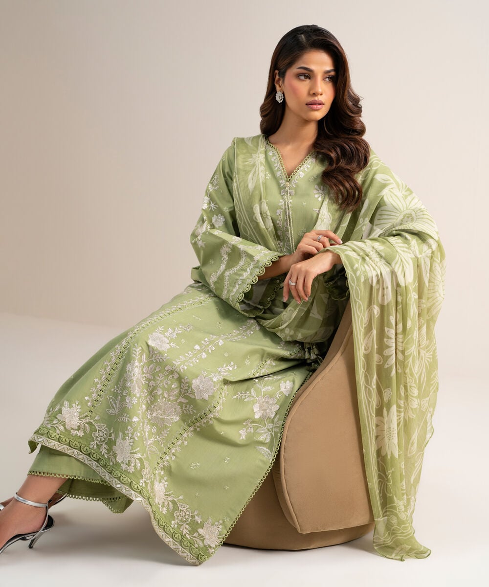 3 Piece - Embroidered Lawn Suit — Sapphire
