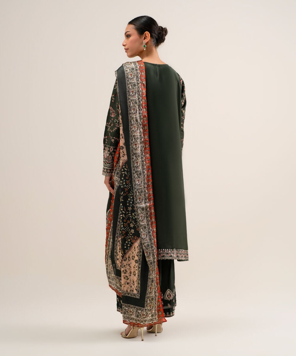 3 Piece - Embroidered Raw Silk Suit โ Sapphire view 3
