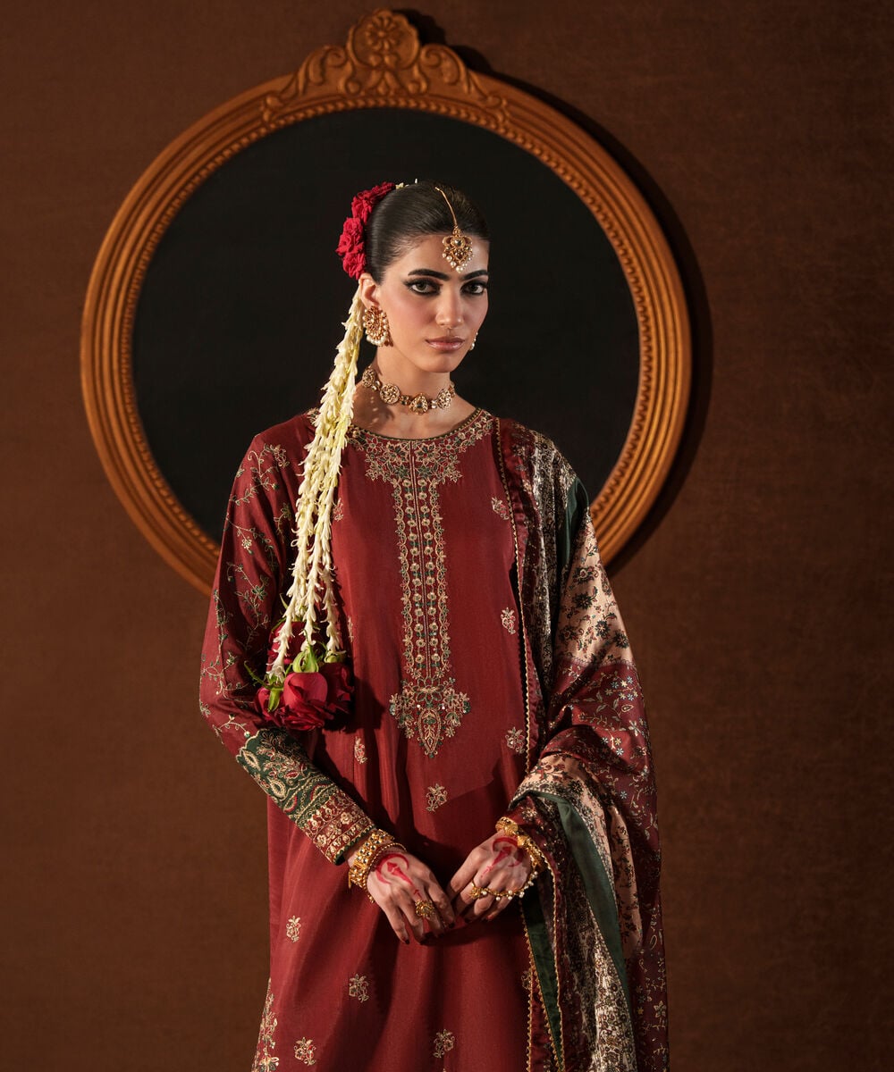 3 Piece - Embroidered Raw Silk Suit — Sapphire