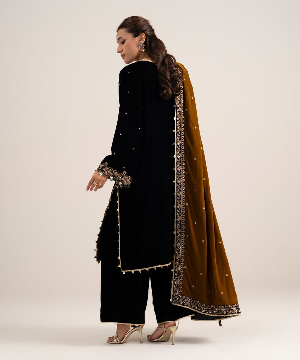 3 Piece - Embroidered Velvet Suit — Sapphire view 3