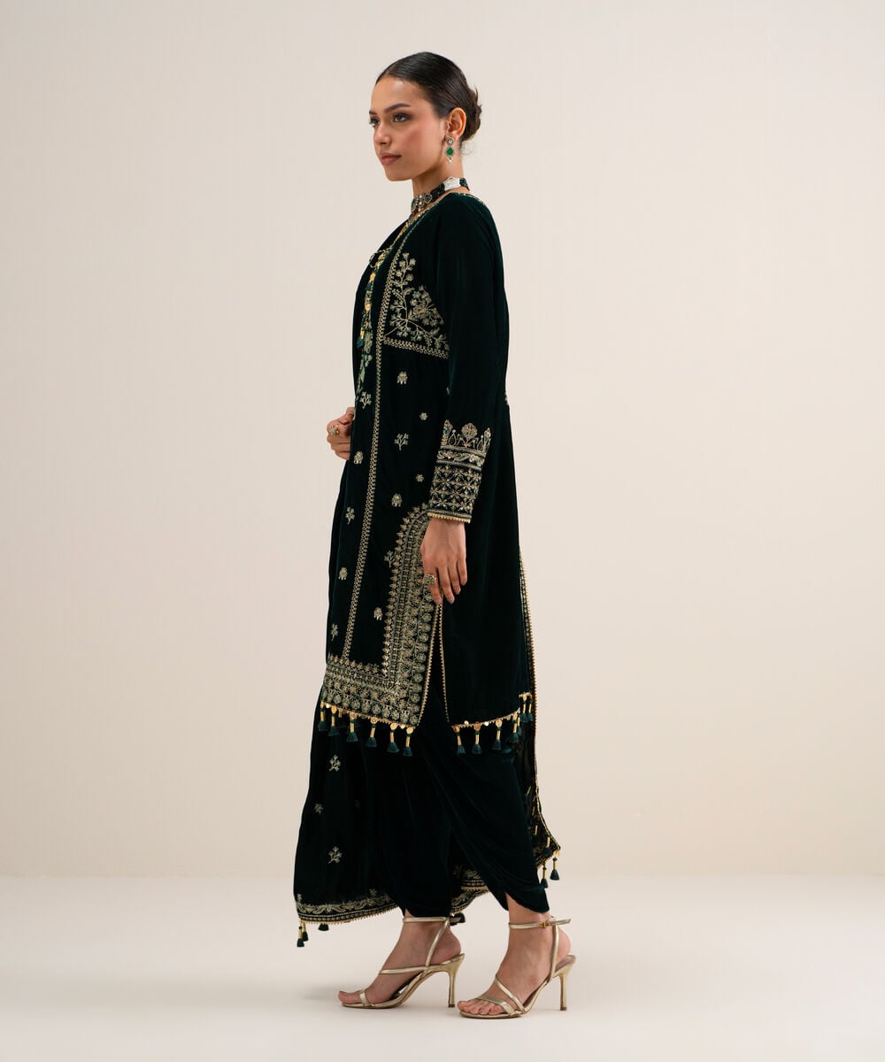 3 Piece - Embroidered Velvet Suit โ Sapphire view 3