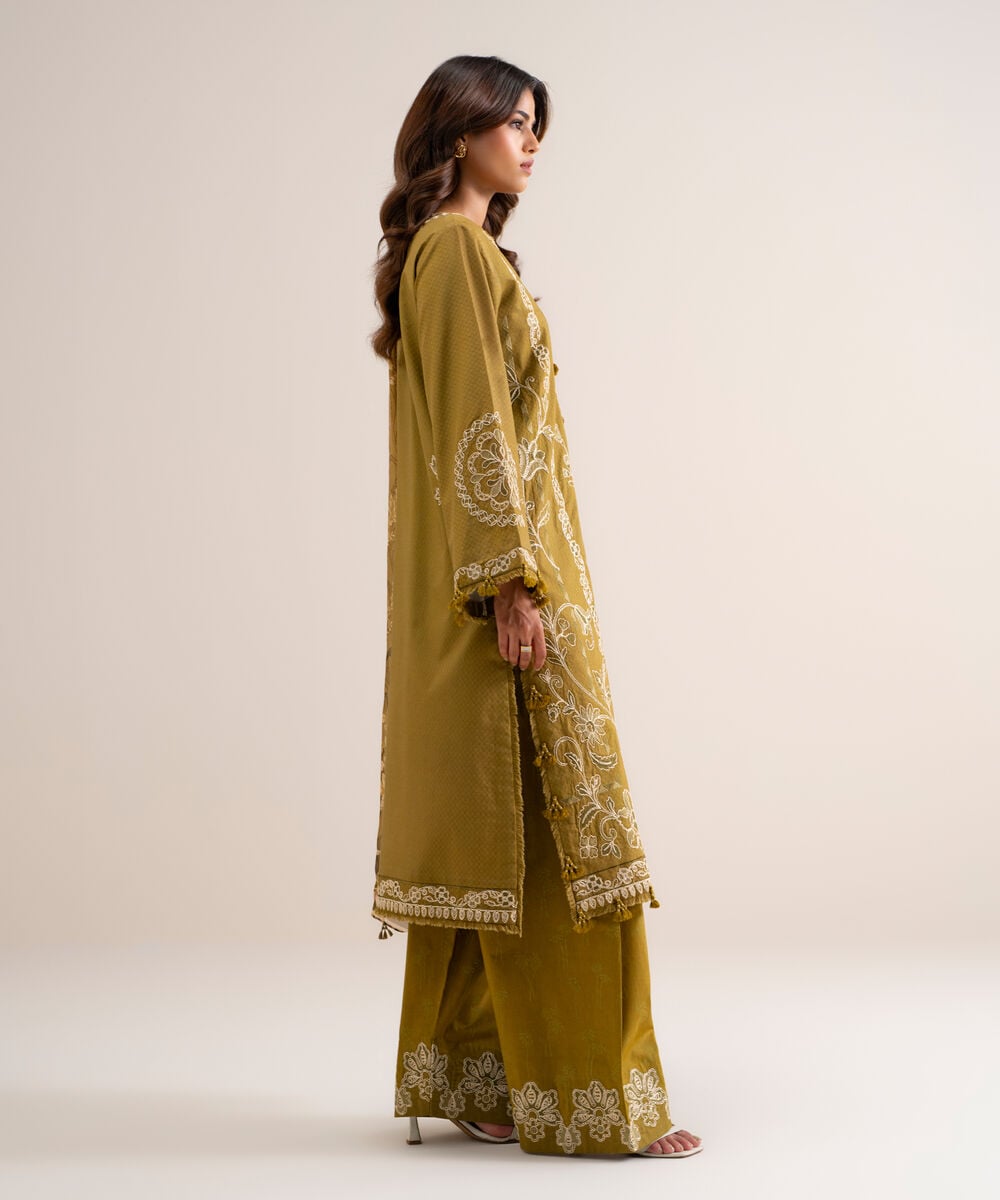 3 Piece - Embroidered Dobby Suit โ Sapphire view 3