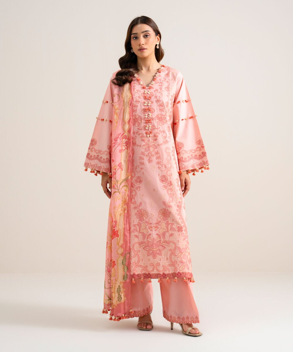 3 Piece - Embroidered Dobby Suit — Sapphire