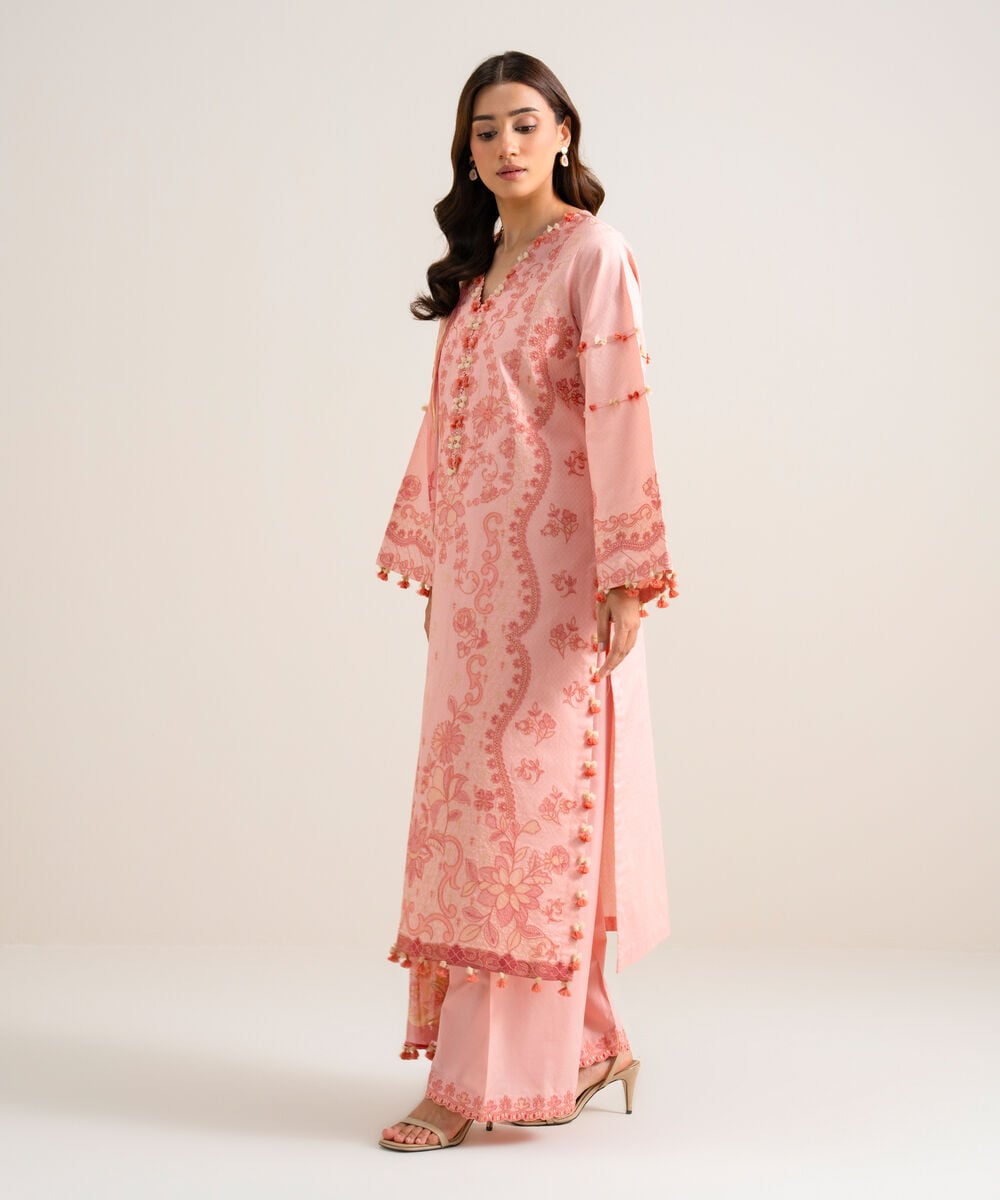 3 Piece - Embroidered Dobby Suit โ Sapphire view 3