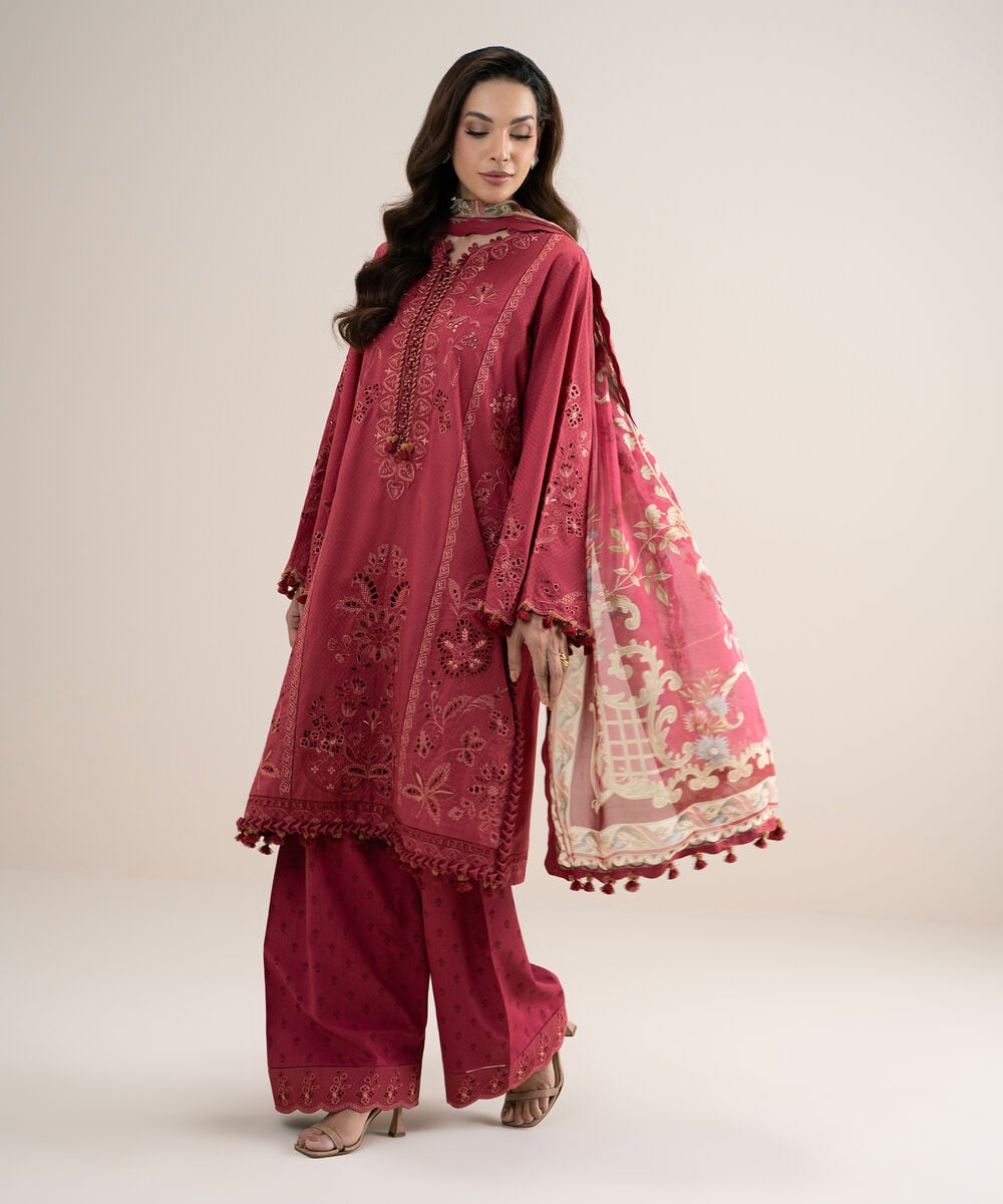 3 Piece - Embroidered Dobby Suit โ Sapphire view 3