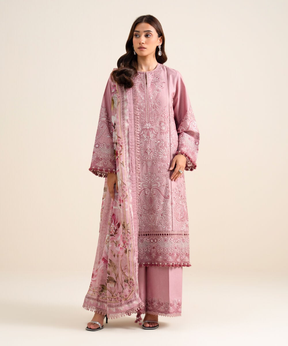 3 Piece - Embroidered Dobby Suit — Sapphire