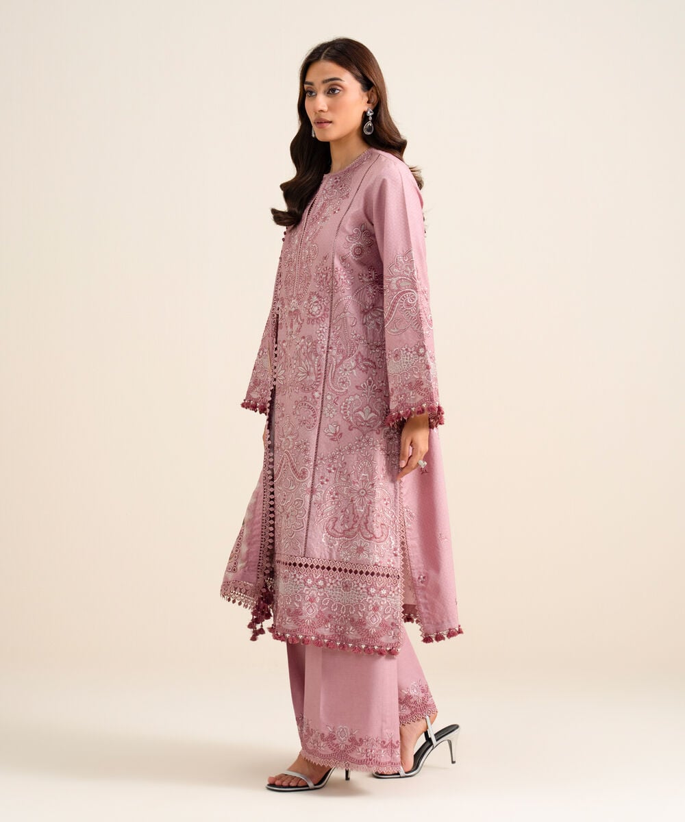 3 Piece - Embroidered Dobby Suit — Sapphire view 3