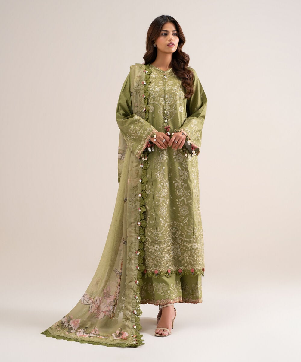 3 Piece - Embroidered Dobby Suit — Sapphire