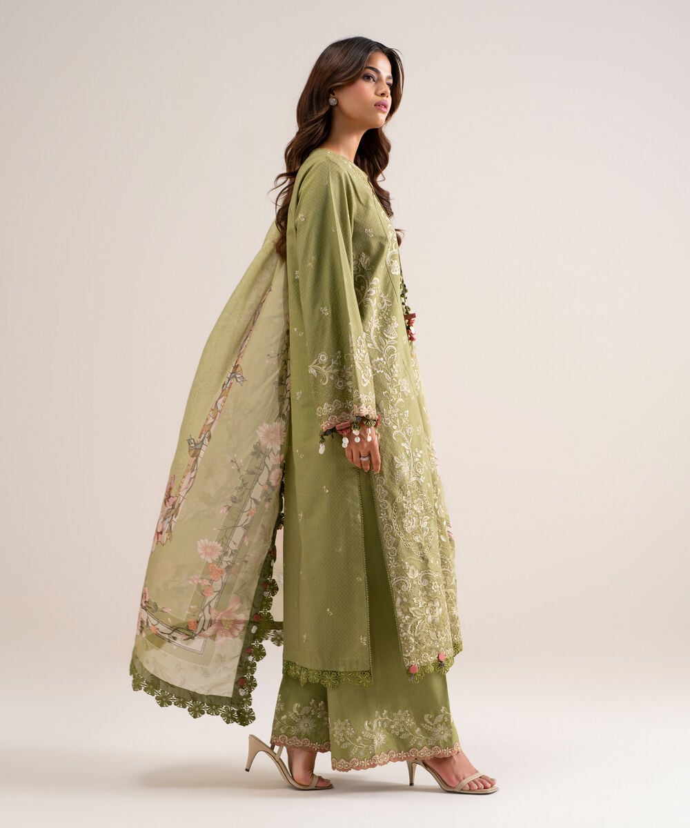 3 Piece - Embroidered Dobby Suit โ Sapphire view 3