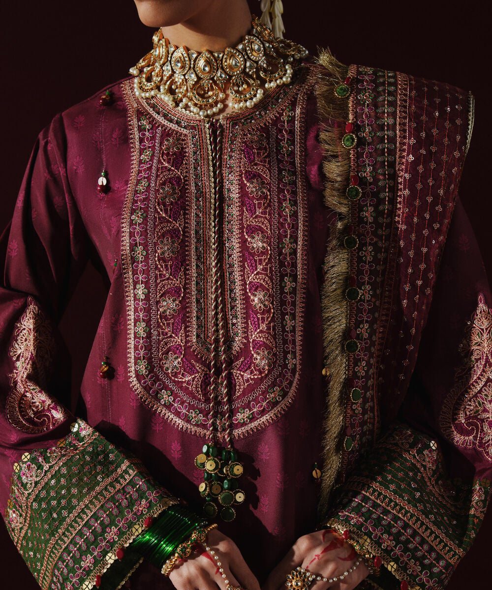 3 Piece - Embroidered Silk Suit โ Sapphire view 3