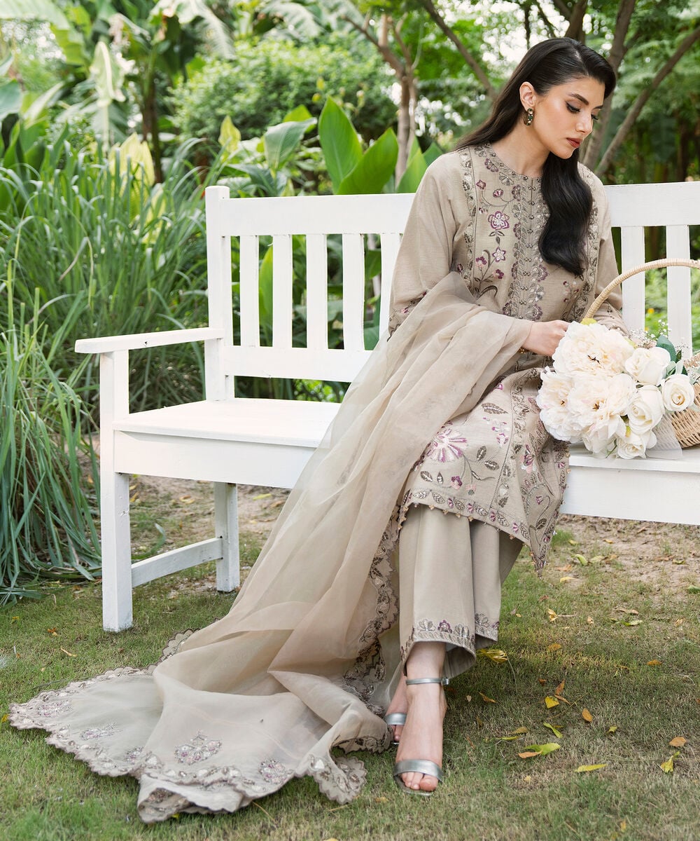 3 Piece - Embroidered Raw Silk Suit — Sapphire