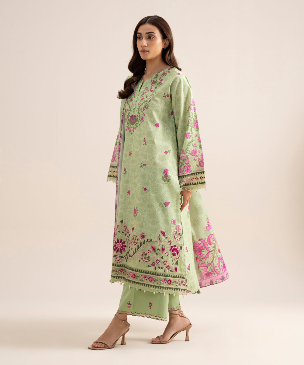 3 Piece - Embroidered Lawn Suit — Sapphire view 3