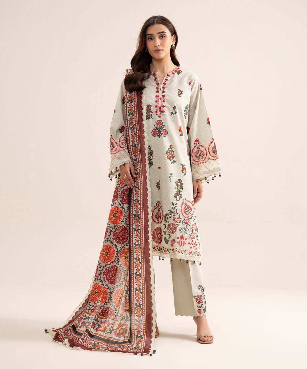 3 Piece - Embroidered Lawn Suit — Sapphire view 3