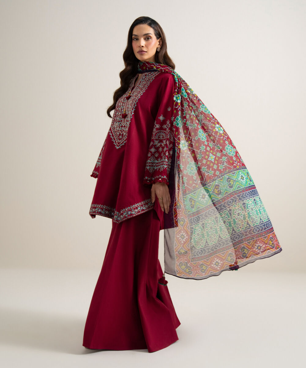 3 Piece - Embroidered Lawn Suit — Sapphire