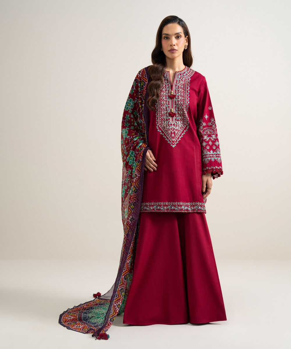 3 Piece - Embroidered Lawn Suit — Sapphire view 3