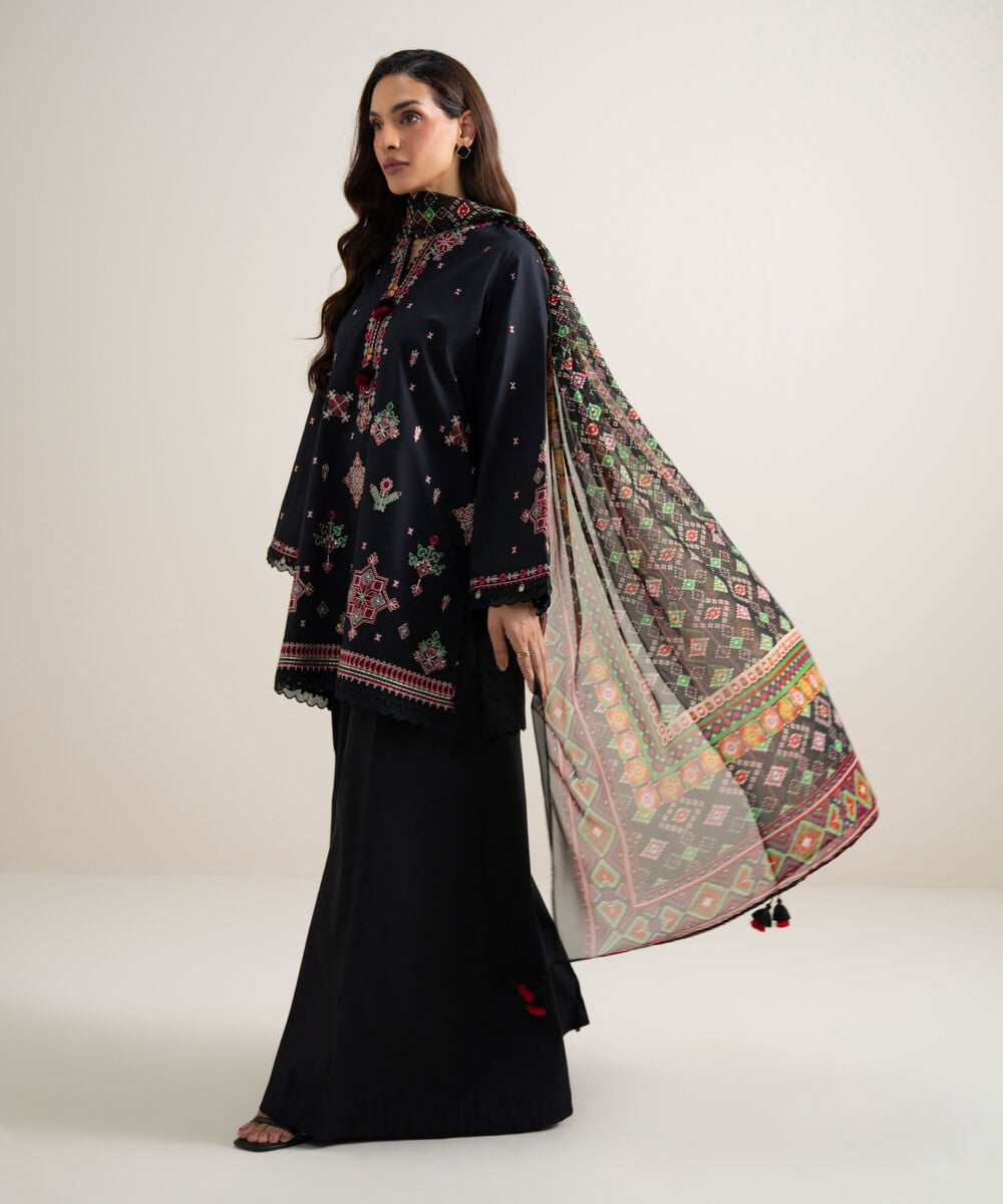 3 Piece - Embroidered Lawn Suit — Sapphire